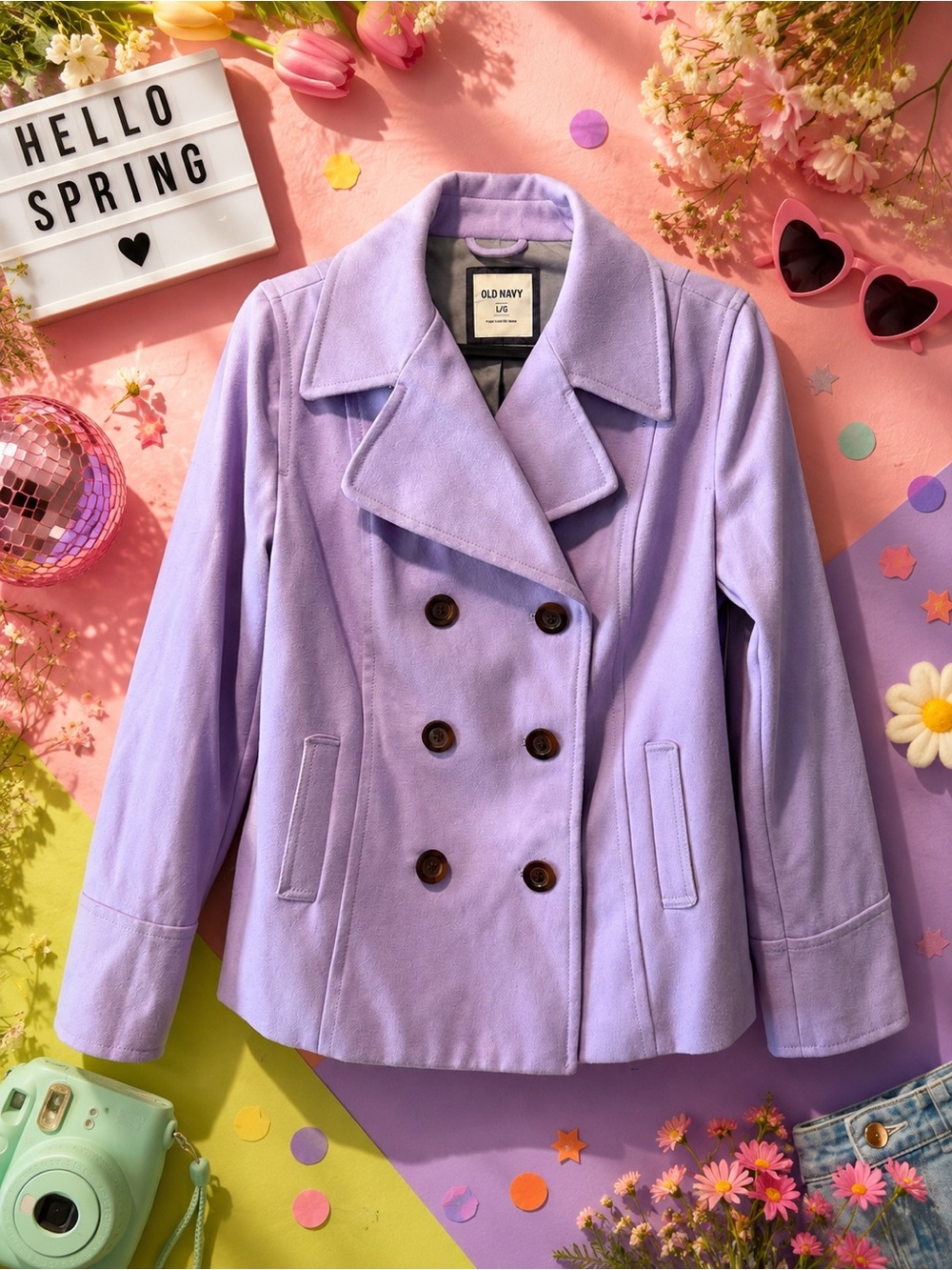 NWT Old Navy Lavender Double-Breasted Peacoat Jacket
